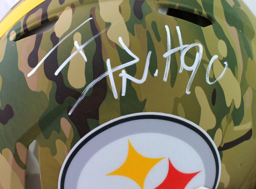 T.J. Watt Signed Pitt. Steelers F/S Camo Speed Authentic Helmet - Beckett W Auth