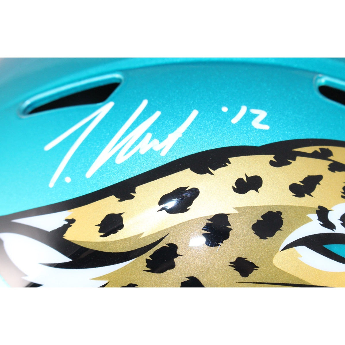 Travis Hunter Signed Jacksonville Jaguars F/S Flash Helmet Beckett Witness 51412