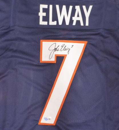 Denver Broncos John Elway Autographed Signed Blue Jersey Beckett BAS QR #W150732