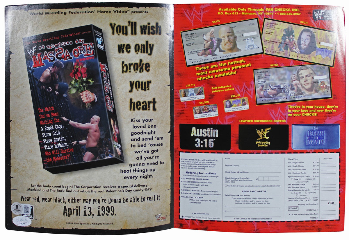 Vince McMahon & Steve Austin Signed May 1999 WWE RAW Magazine Cover BAS #AE64010