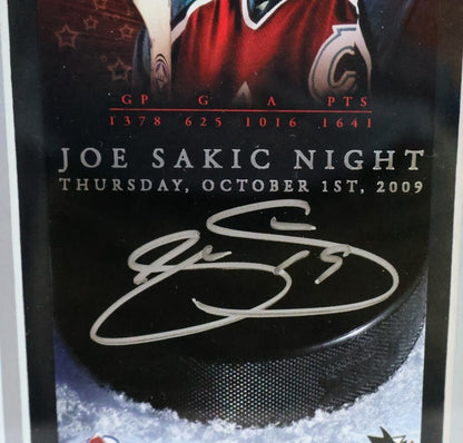 Joe Sakic Night Autographed Ticket Display with Photo & Engraved Plaque - JSA Ce