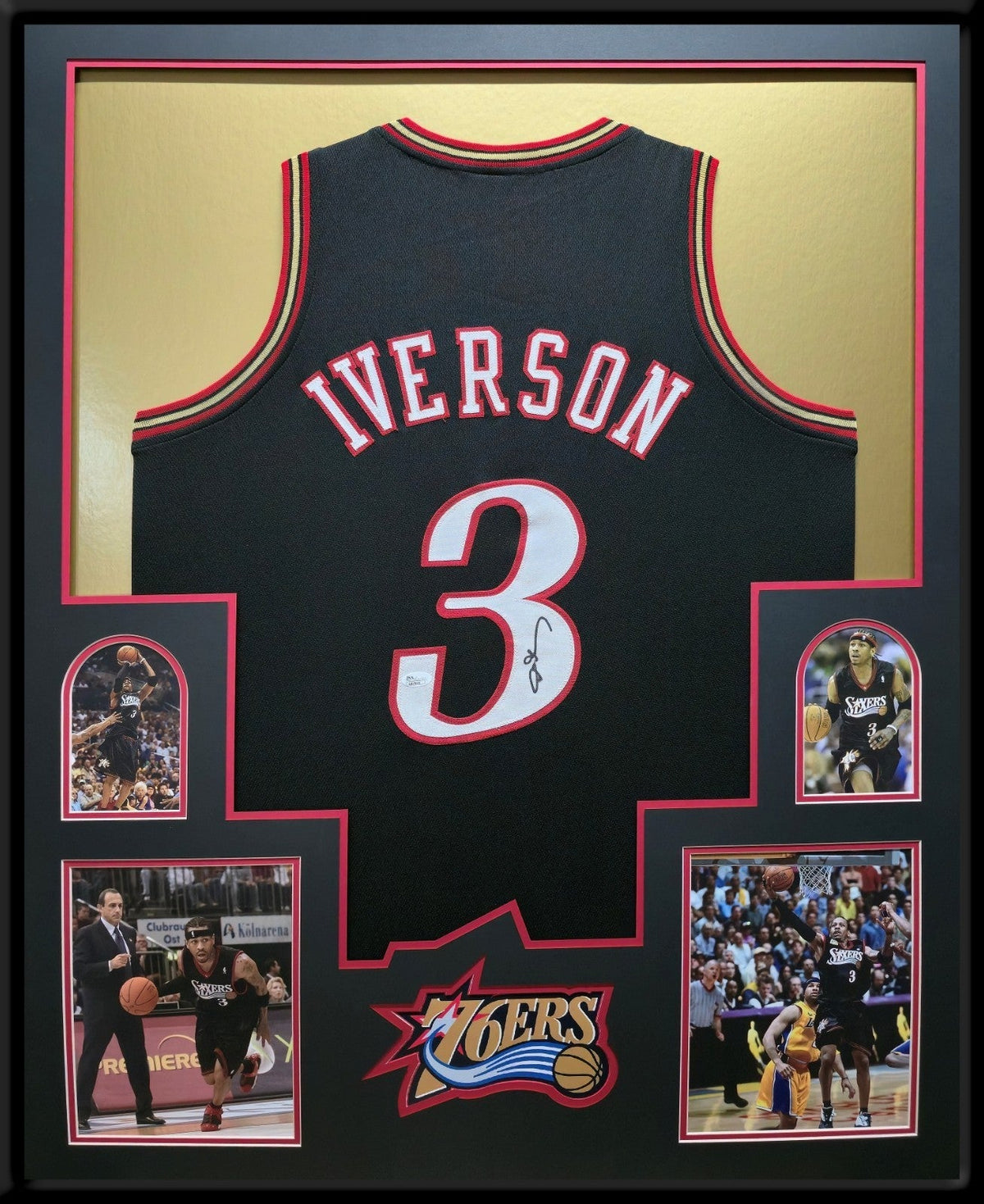 FRAMED PHILADELPHIA 76ERS ALLEN IVERSON AUTOGRAPHED SIGNED JERSEY JSA COA