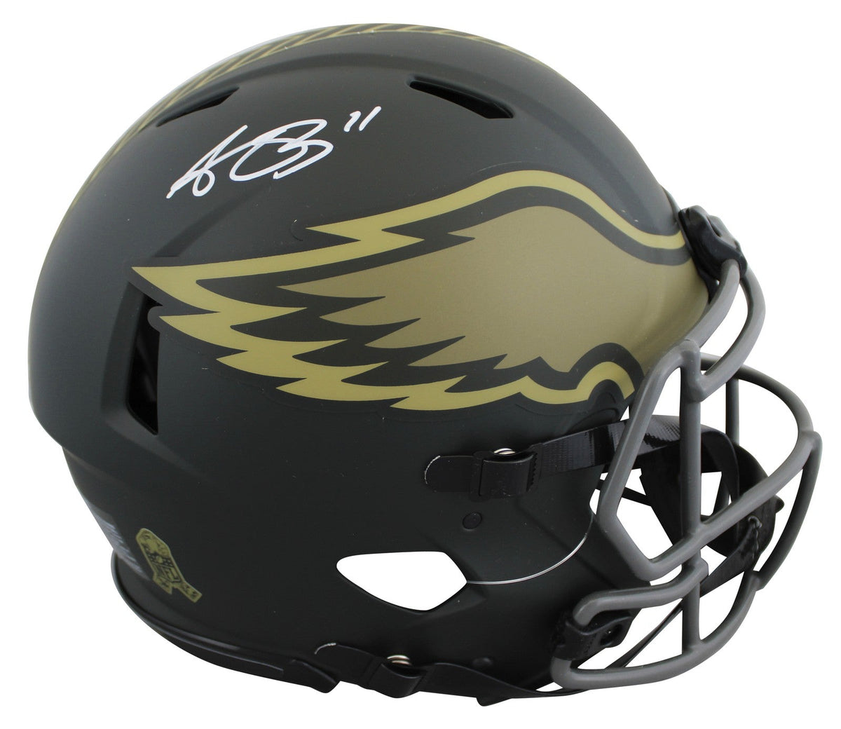 Eagles A.J. Brown Signed STS IV F/S Speed Proline Helmet W/ Case BAS Wit