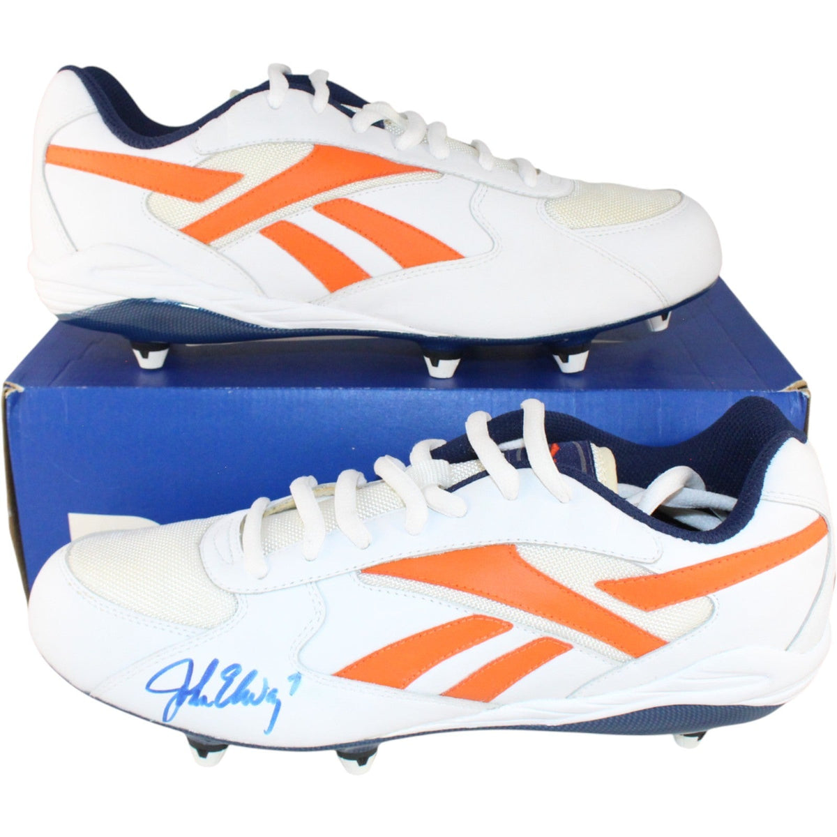 John Elway Signed Denver Broncos Reebok Sz 11.5 Game Issued '97 Cleats BAS 52861