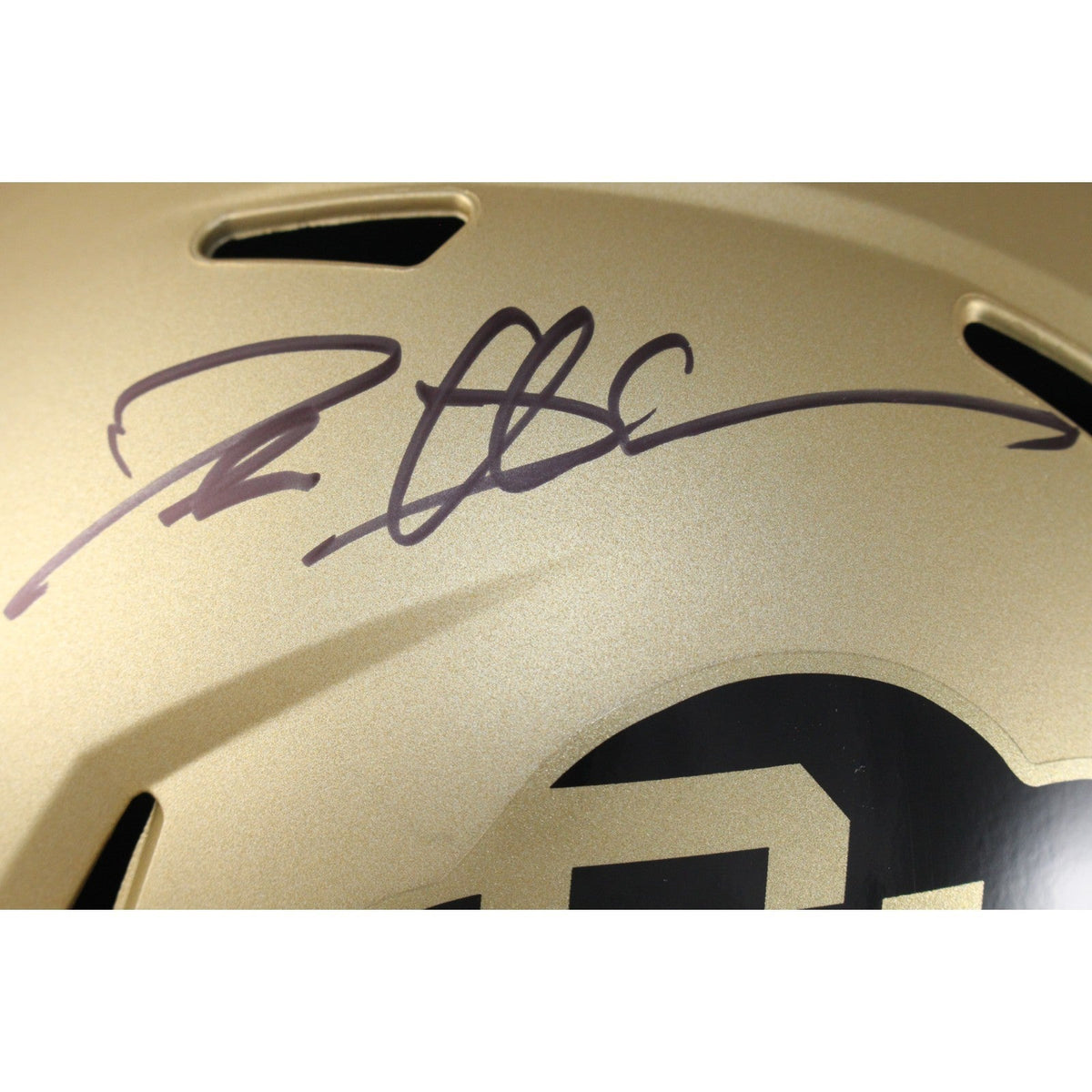 Travis Hunter Deion Sanders Signed Colorado Buffaloes F/S Helmet Beckett 51411