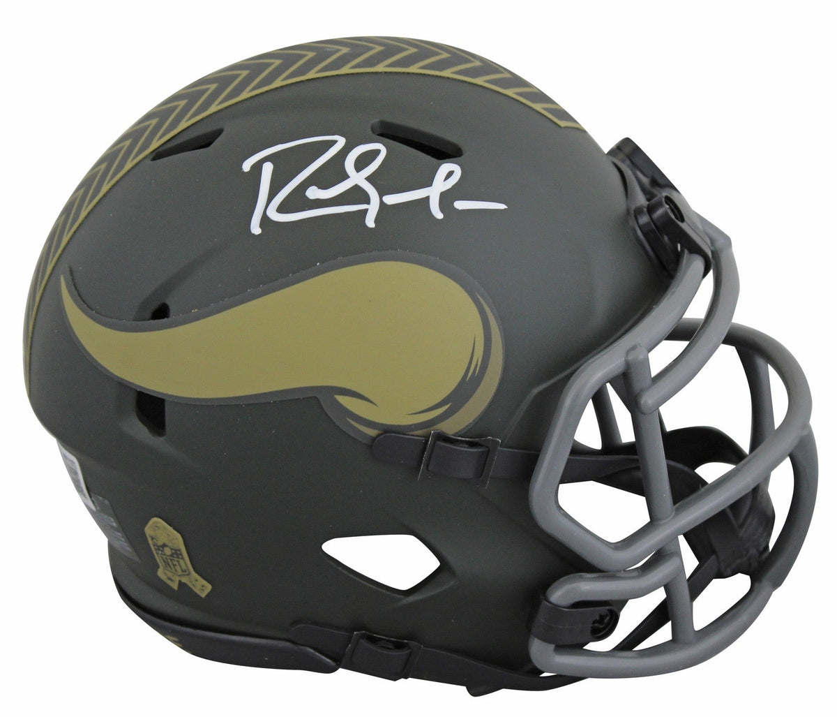 Vikings Randy Moss Signed Salute to Service IV Speed Mini Helmet W/ Case BAS Wit
