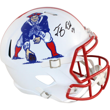 Tedy Bruschi Signed New England Patriots F/S TB Helmet Beckett Witness 51686