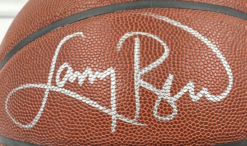 Larry Bird Signed Wilson NBA Boston Celtics Logo Basketball Bird+PSA/DNA w/ Case
