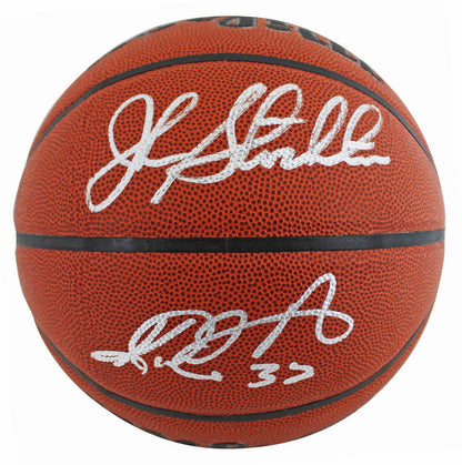 Jazz John Stockton & Karl Malone Authentic Signed Wilson Basketball BAS Witness