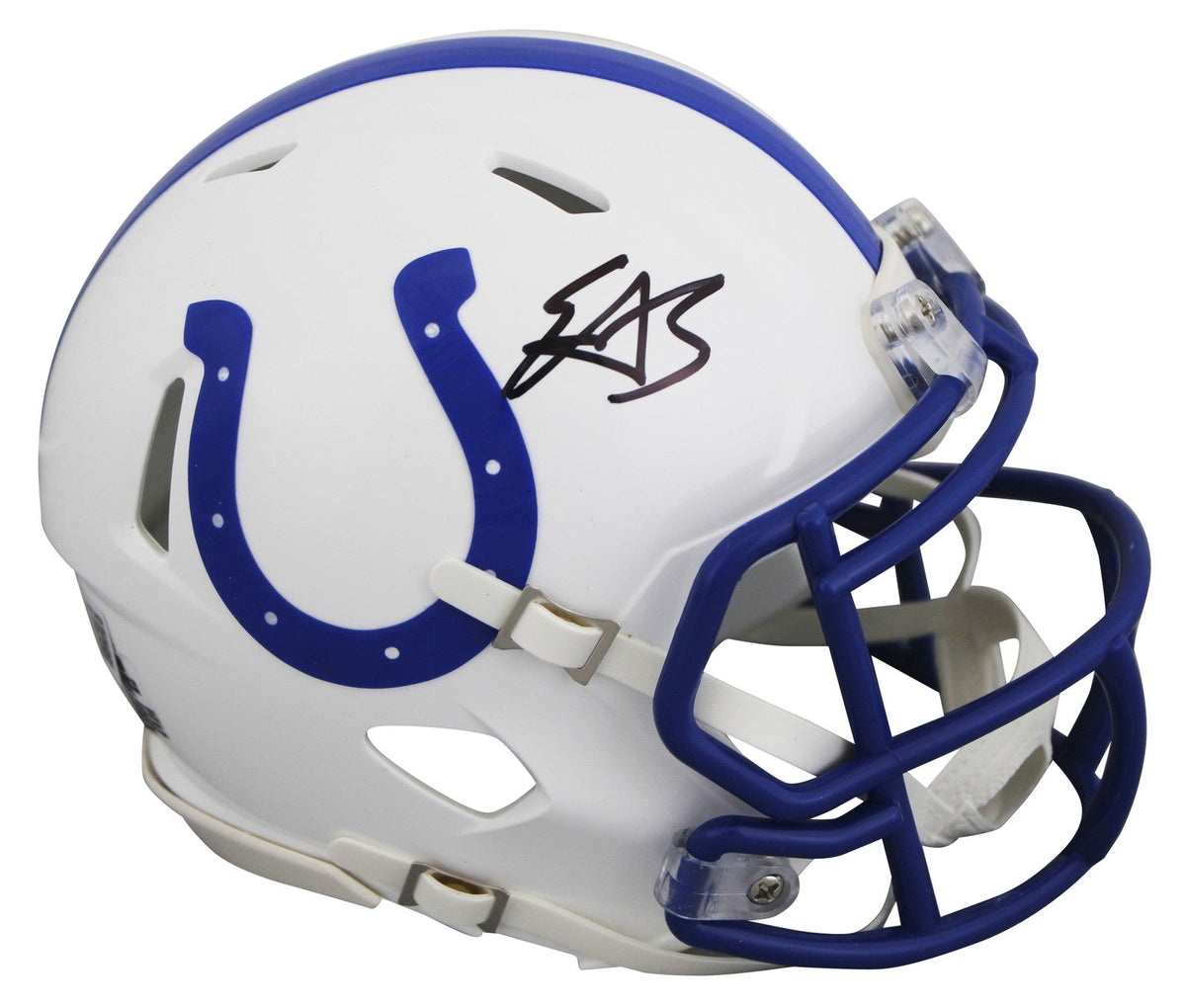 Colts Edgerrin James Signed 1995-03 TB Speed Mini Helmet W/ Case BAS Witnessed