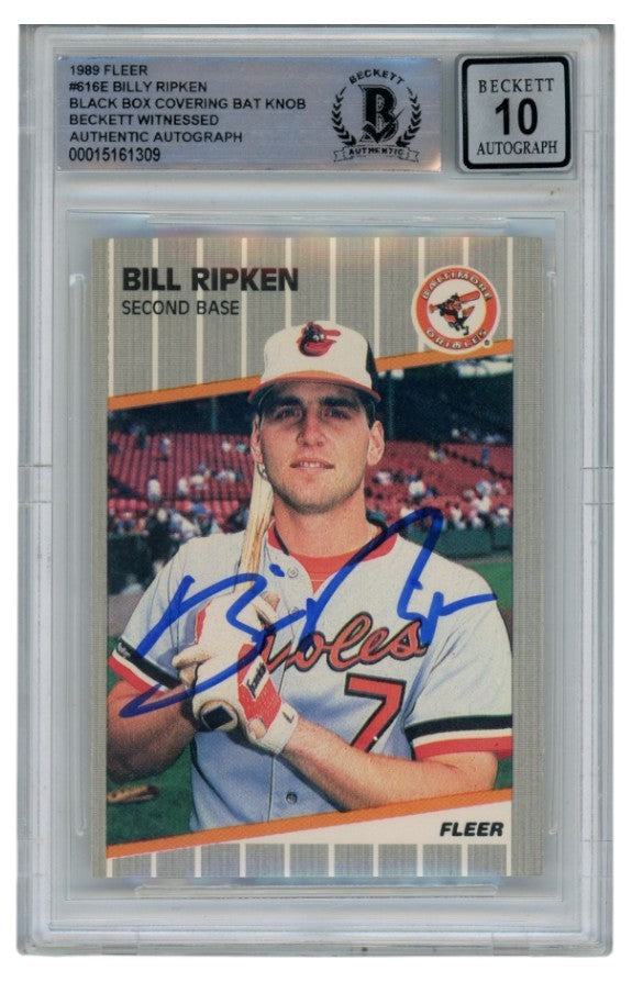 Bill Ripken Autographed 1989 Fleer 616 Black Box Trading Card Slab Beckett 52683