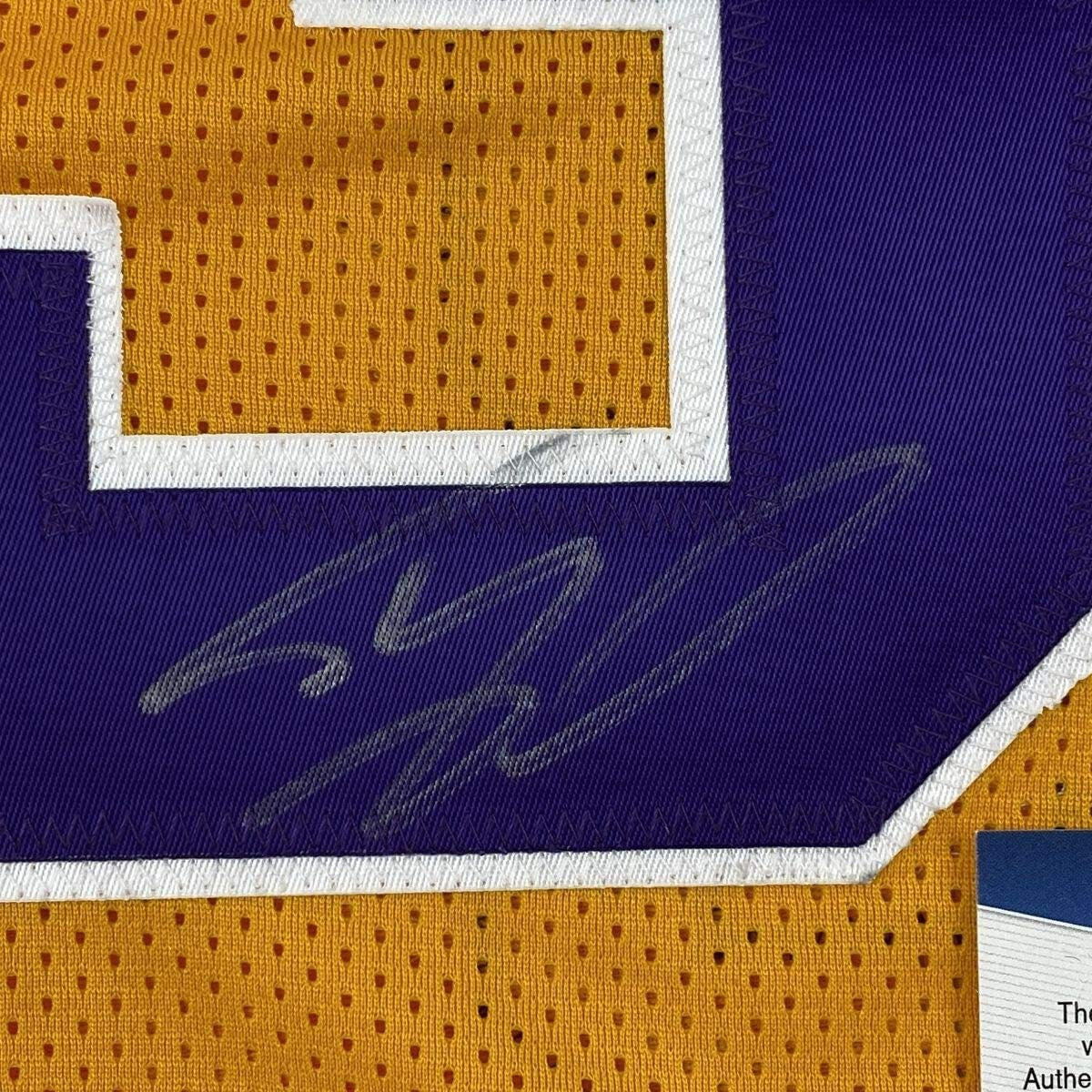 Autographed/Signed Shaquille Shaq O'Neal LSU Yellow Jersey Beckett BAS COA