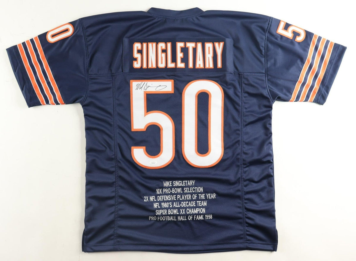 Mike Singletary Signed Chicago Bears Highlight Stat Jersey (JSA COA) HOF 1998 LB