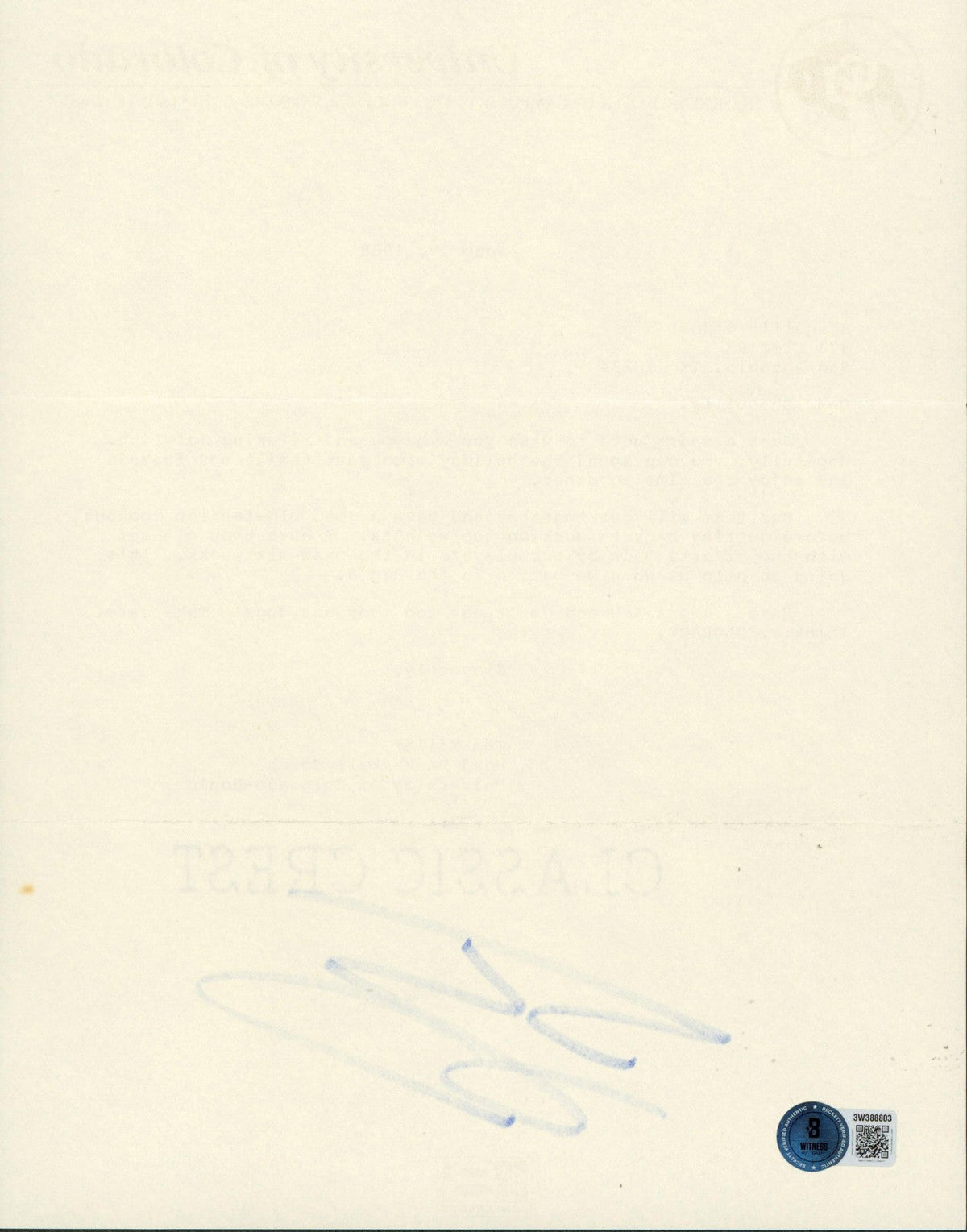 Shaquille O'Neal Signed University of Colorado-Boulder Recruitment Letter BAS