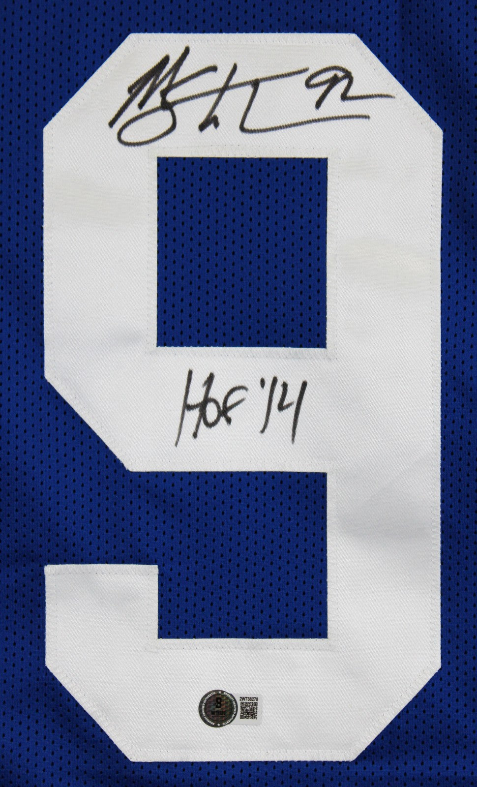 Michael Strahan "HOF 14" Signed Blue Pro Style Framed Jersey BAS Witnessed 2