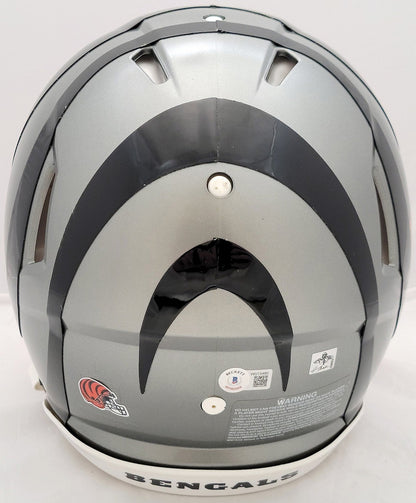 Ja'Marr Chase Signed Bengals Flash Gray Full Size Authentic Speed Helmet Beckett