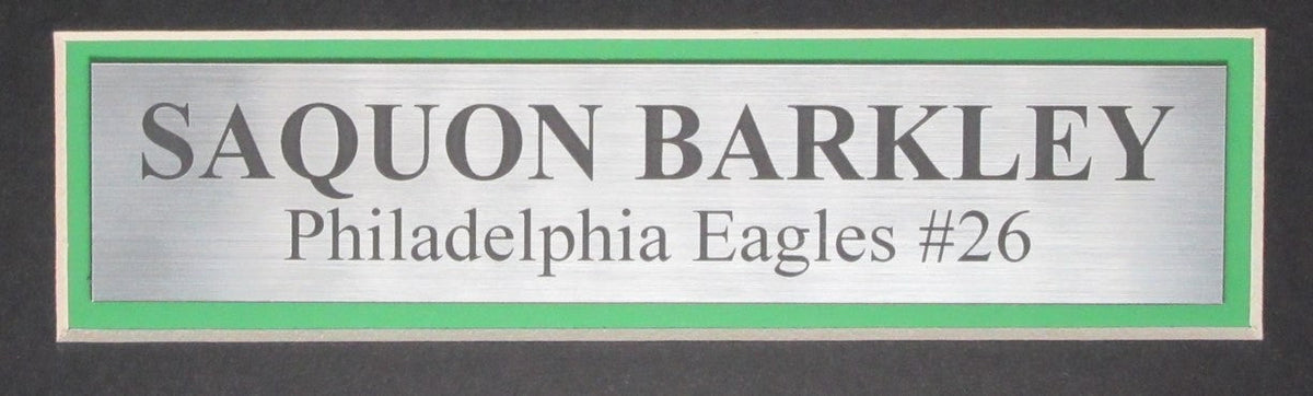 Saquon Barkley Signed/Auto Eagles Kelly Football Jersey Framed PSA/DNA 199501