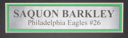 Saquon Barkley Signed/Auto Eagles Kelly Football Jersey Framed PSA/DNA 199501