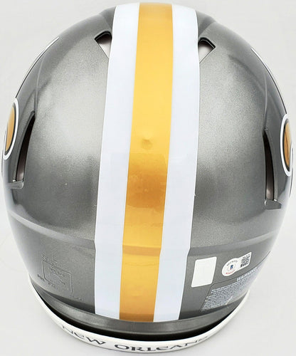 Drew Brees Auto Saints Flash Silver Full Size Auth Speed Helmet SB XLIV MVP BAS