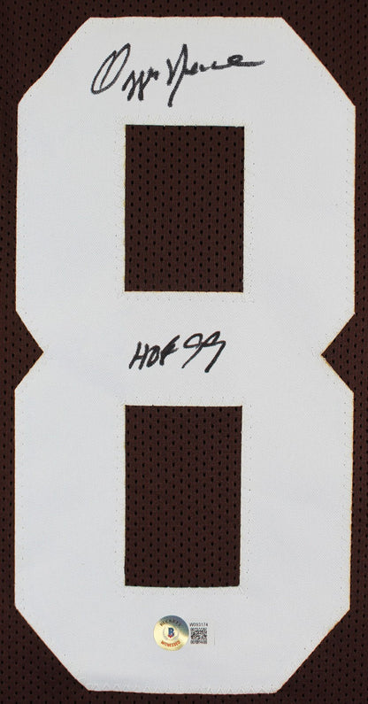 Ozzie Newsome "HOF 99" Signed Brown Pro Style Framed Jersey BAS Witnessed