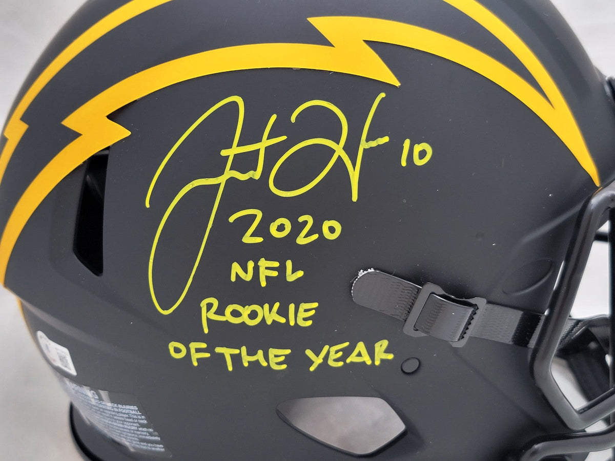 Justin Herbert Auto Chargers Eclipse Black Full Size Spd Helmet 2020 NFL ROY BAS