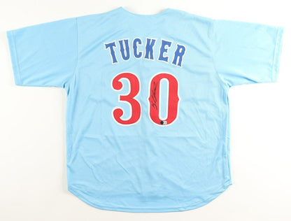 Kyle Tucker Signed Chicago Cubs King Tuck Jersey (Beckett) 4xAll Star Outfielder