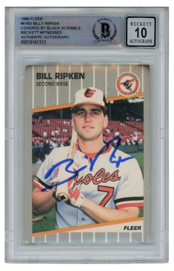 Billy Ripken Autographed/Signed 1989 Fleer 616 Scribble Card Slab Beckett 52660