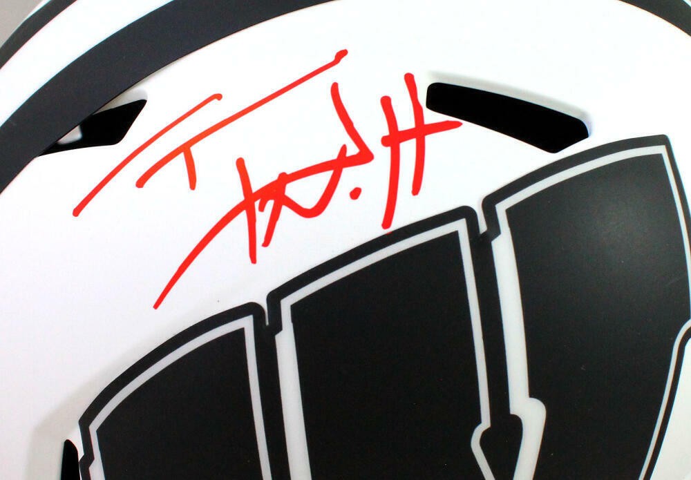 T.J. Watt Signed Wisconsin Badgers Lunar Speed F/S Helmet- Beckett W Hologram