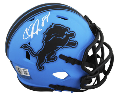 Lions Calvin Johnson Signed Rave Speed Mini Helmet W/ Case BAS Witnessed