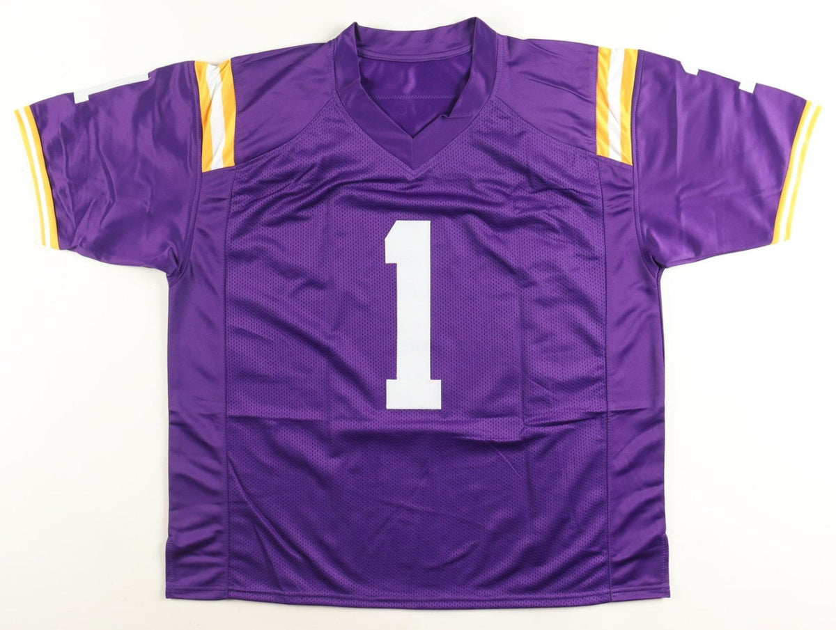 Ja Marr Chase Signed LSU Tigers Jersey (Beckett) 2020 National Champs Receiver