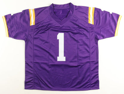 Ja Marr Chase Signed LSU Tigers Jersey (Beckett) 2020 National Champs Receiver