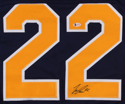 Johan Larsson Signed Sabres Jersey (Beckett COA) Playing career 2010-2022