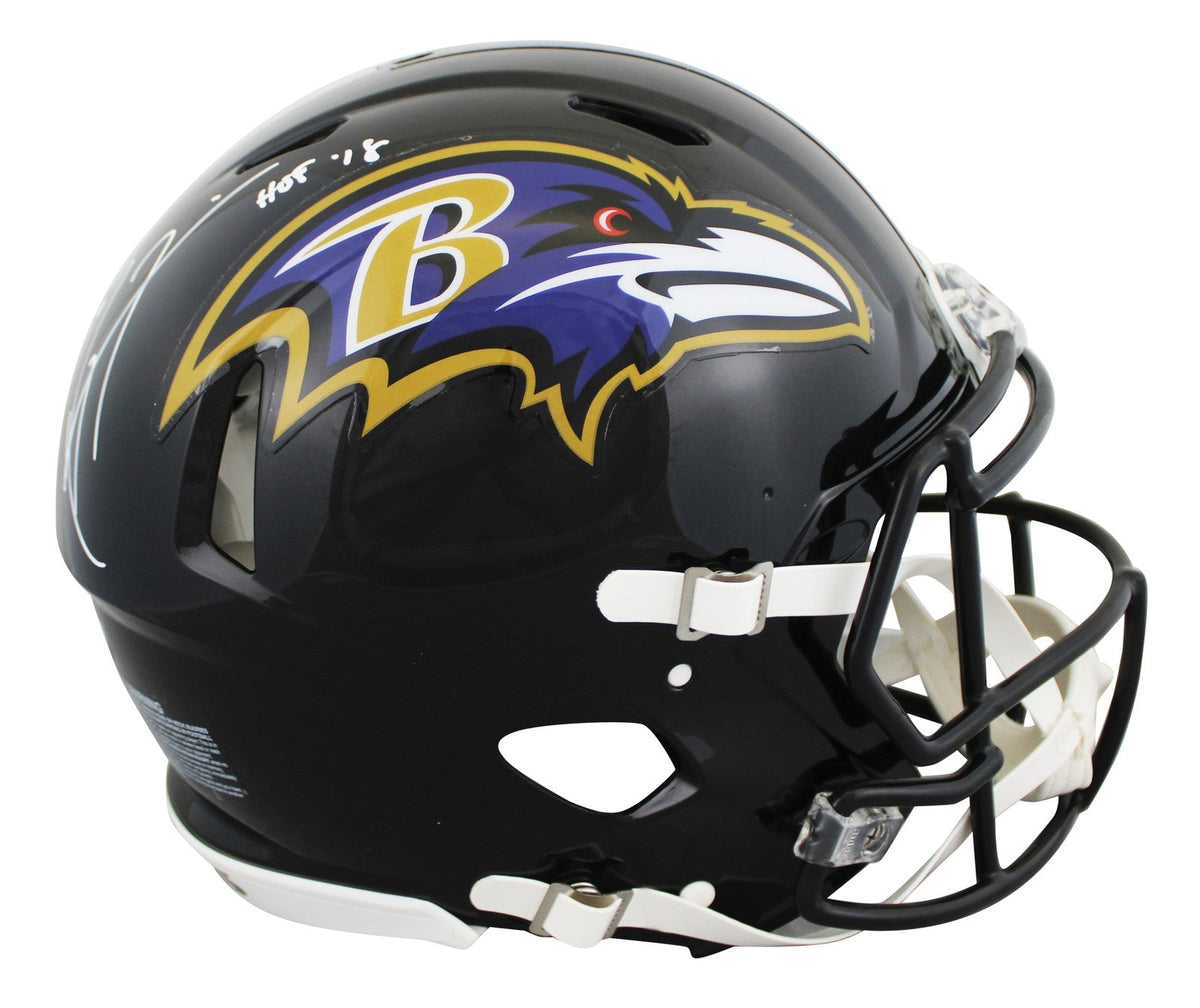 Ravens Ray Lewis "HOF 18" Signed Full Size Speed Proline Helmet BAS Witnessed