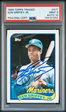 1989 Topps Traded #41T Ken Griffey Jr. RC On Card PSA 9/10 Auto MINT