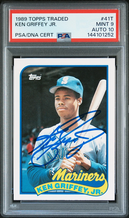 1989 Topps Traded #41T Ken Griffey Jr. RC On Card PSA 9/10 Auto MINT