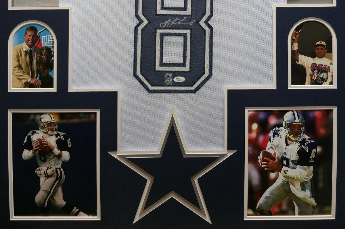 FRAMED DALLAS COWBOYS TROY AIKMAN AUTOGRAPHED SIGNED JERSEY JSA COA