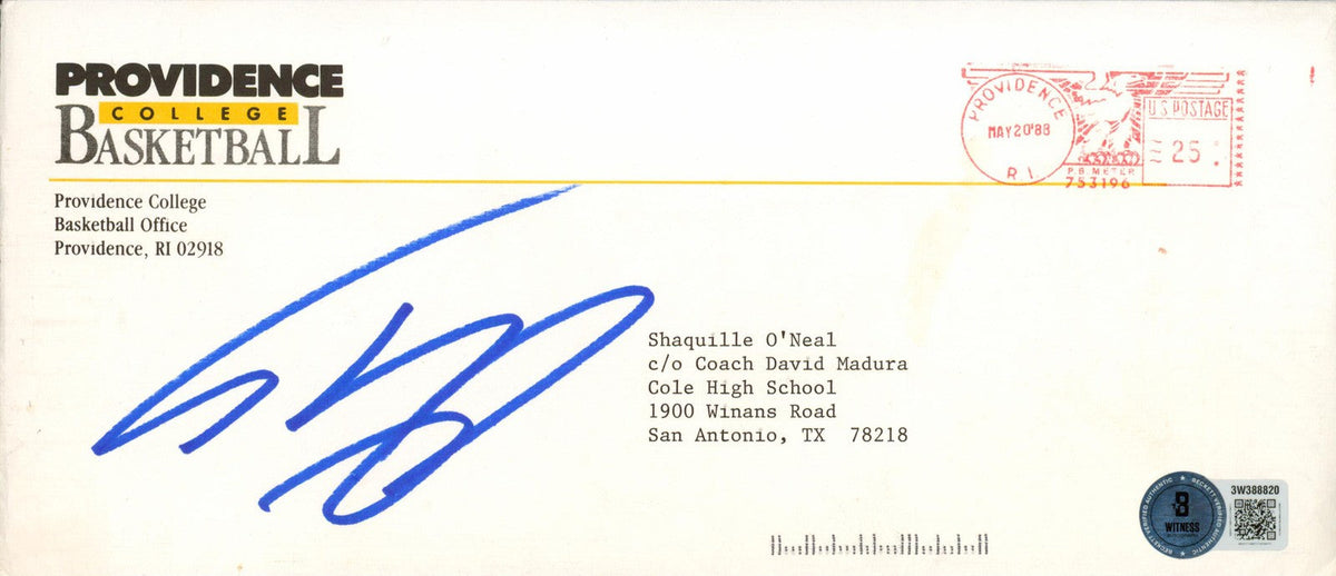 Herb Sendek & Shaquille O'Neal Signed 1988 Providence Recruitment Letter BAS