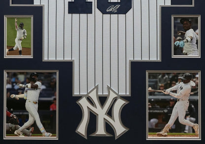 FRAMED N.Y. YANKEES JAZZ CHISHOLM JR AUTOGRAPHED SIGNED INSC JERSEY JSA COA
