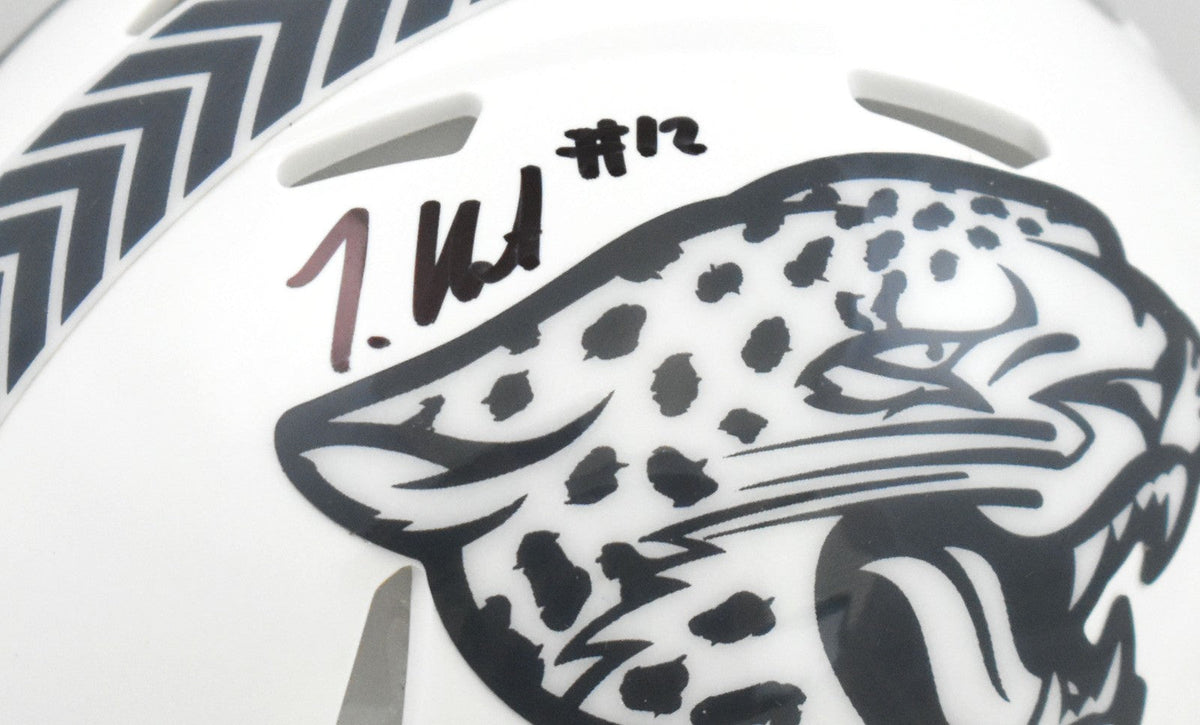 Travis Hunter Autographed Jaguars Salute 2024 Speed Mini Helmet - Beckett W Holo