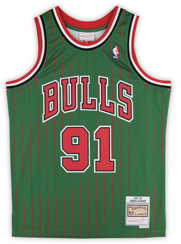 Dennis Rodman Autographed "5x Champ" Green Pinstripe Authentic Jersey Fanatics