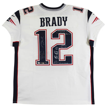 (6) Brady, Gronkowski, Gilmore, Edelman +2 Signed White Nike Elite Jersey BAS