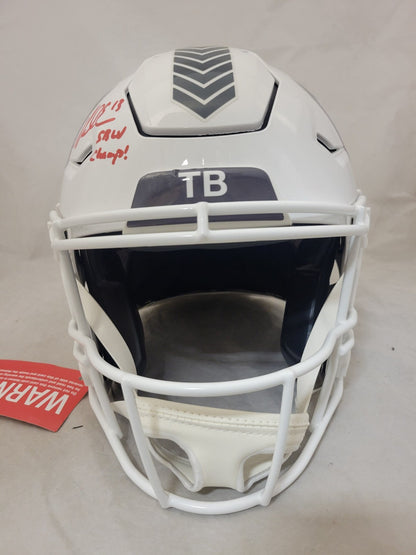 TOM BRADY & MIKE EVANS "SB CHAMPS" SIGNED BUCCANEERS STS3 SPEEDFLEX HELMET