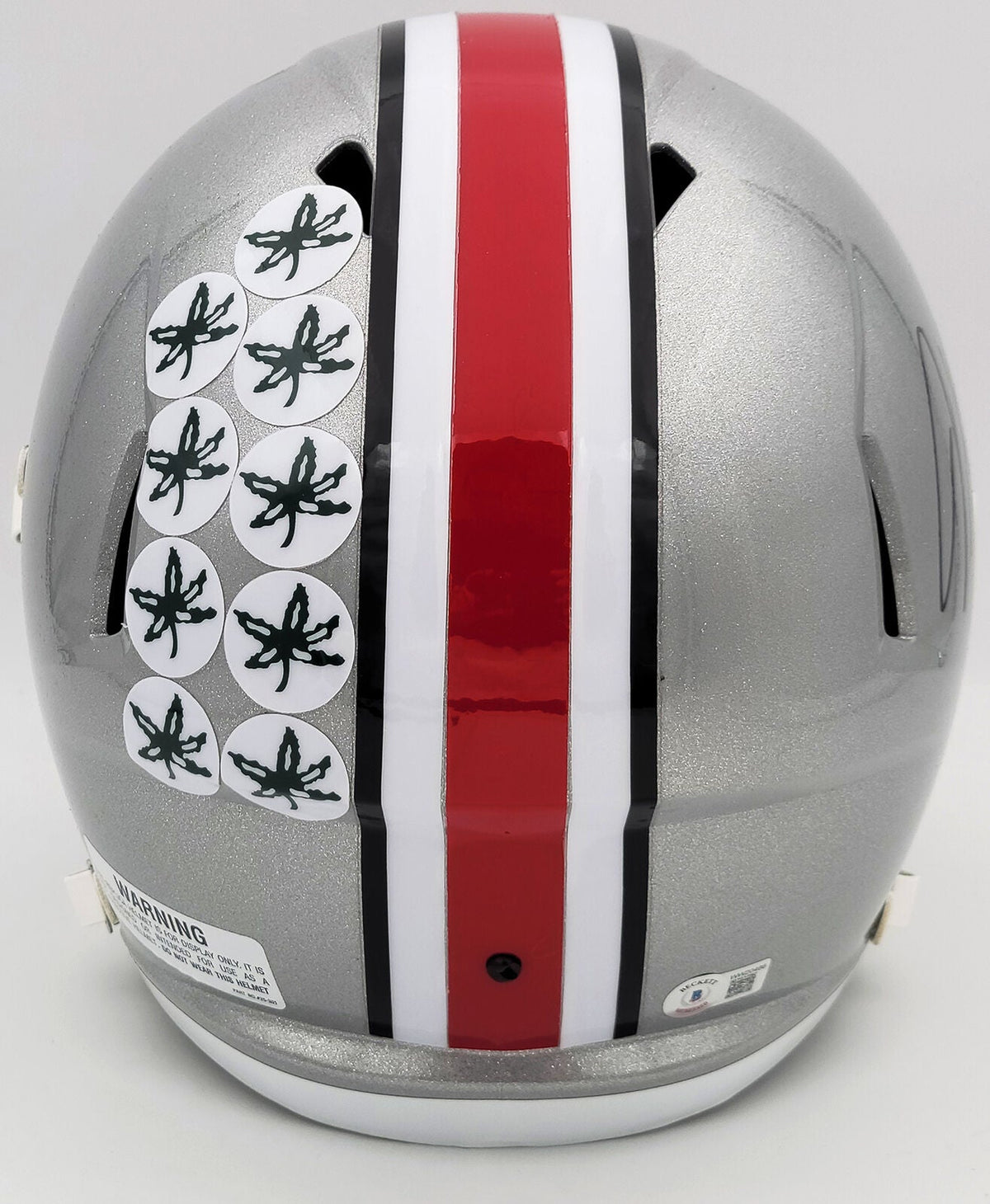 JAXON SMITH-NJIGBA AUTOGRAPHED OHIO STATE SILVER FULL SIZE HELMET BECKETT 203465
