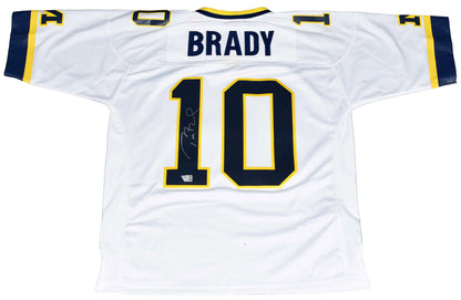 TOM BRADY SIGNED MICHIGAN WOLVERINES #10 WHITE MITCHELL & NESS JERSEY FANATICS