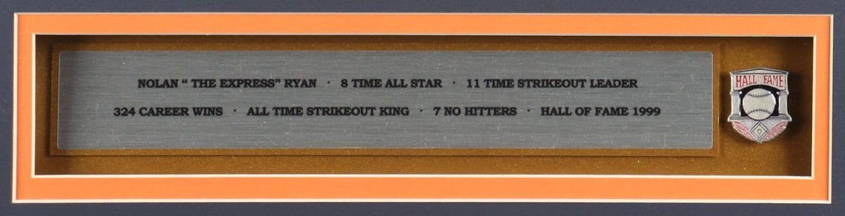 Nolan Ryan Signed Framed Jersey with Hall of Fame Pin & Patch 3xInscribed (PSA)