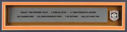 Nolan Ryan Signed Framed Jersey with Hall of Fame Pin & Patch 3xInscribed (PSA)