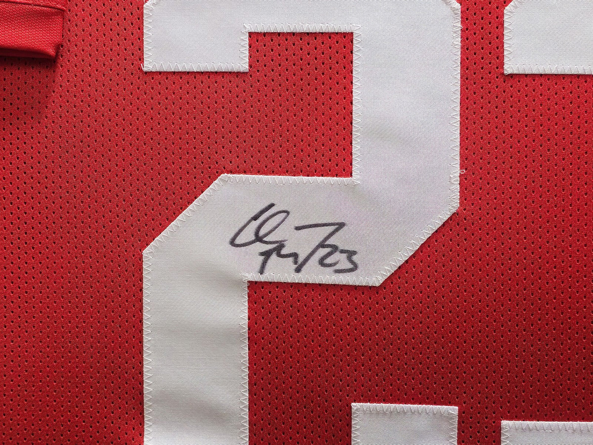 San Francisco 49ers Christian McCaffrey Signed Framed Red Jersey Beckett