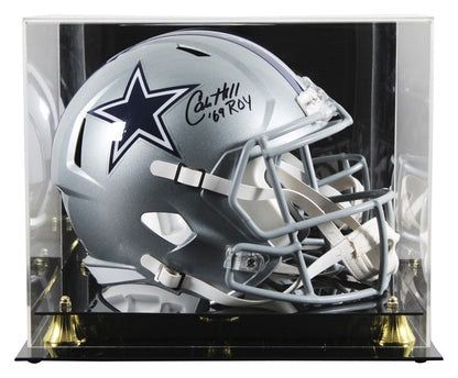 Cowboys Calvin Hill "ROY 1969" Signed Full Size Speed Rep Helmet W/ Case BAS Wit