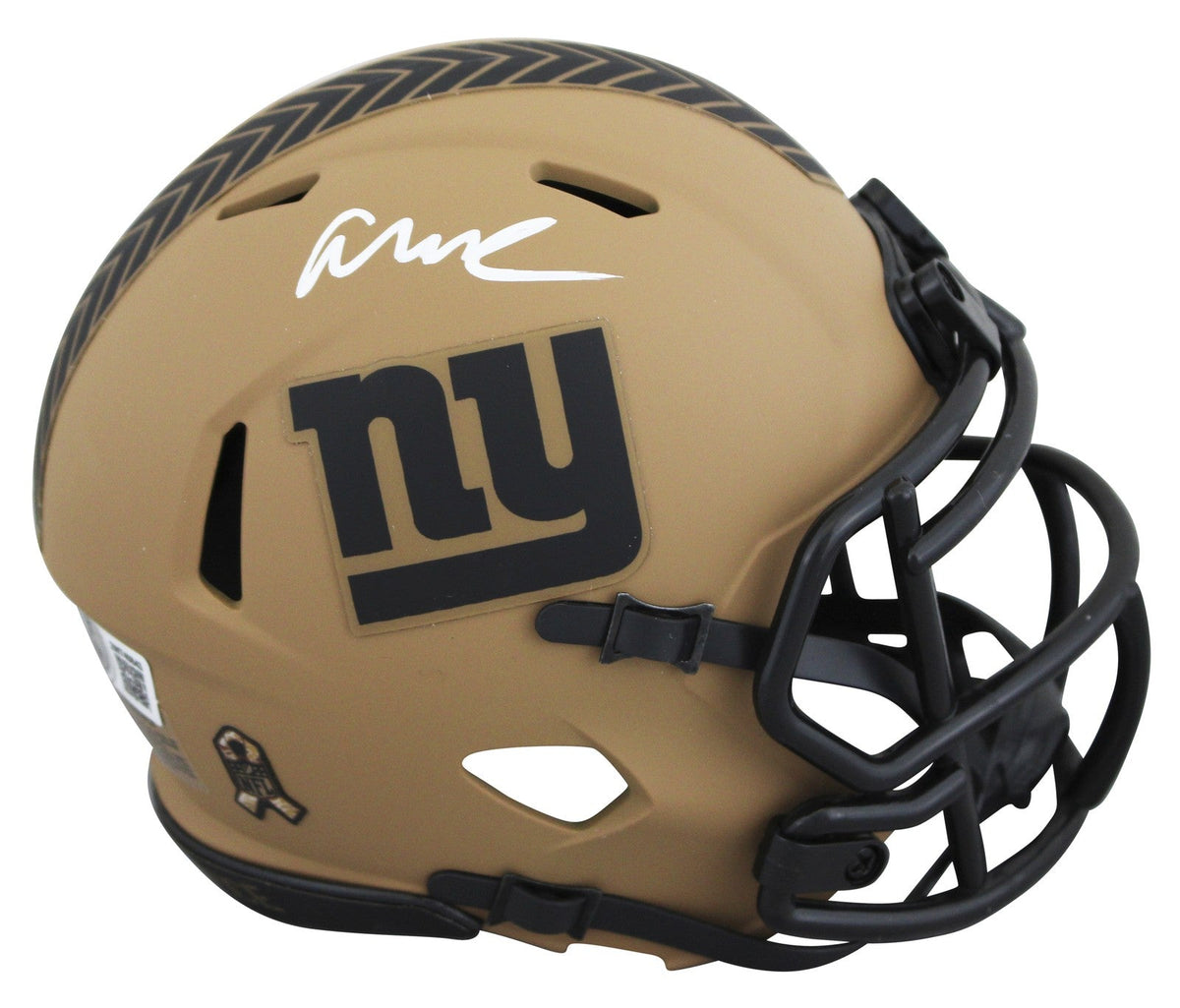 Giants Abdul Carter Signed Salute To Service II Speed Mini Helmet W/ Case BAS W