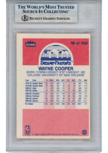 Wayne Cooper Autographed 1986 Fleer #18 Slabbed Trading Card Beckett 52703